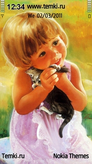 Девочка с котенком для Samsung i8910 OmniaHD
