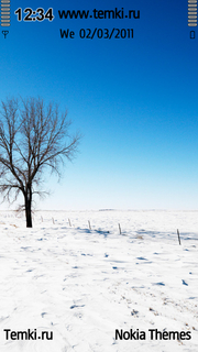 Одинокое дерево в снегу для Nokia 5228